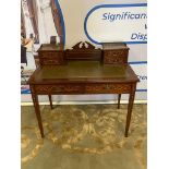 Mahogany Inlaid Marquetry Edwardian Carlton House style Desk The top of the desk is surmounted