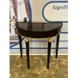Decca Demi lune console table with pierced brass gallery Raised on square gold accent tapered legs