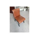 Scroll Back Leather Side Chair Legs And Frame In Solid Oak With A Stained Finish Upholstered In