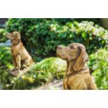 A Pair Of Life Size Hound Statues Handmade In Reconstituted Stone With Amazing Attention To Every