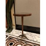 Mahogany circular tall side table carved tapering pedestal on four splayed legs 60cm diameter x