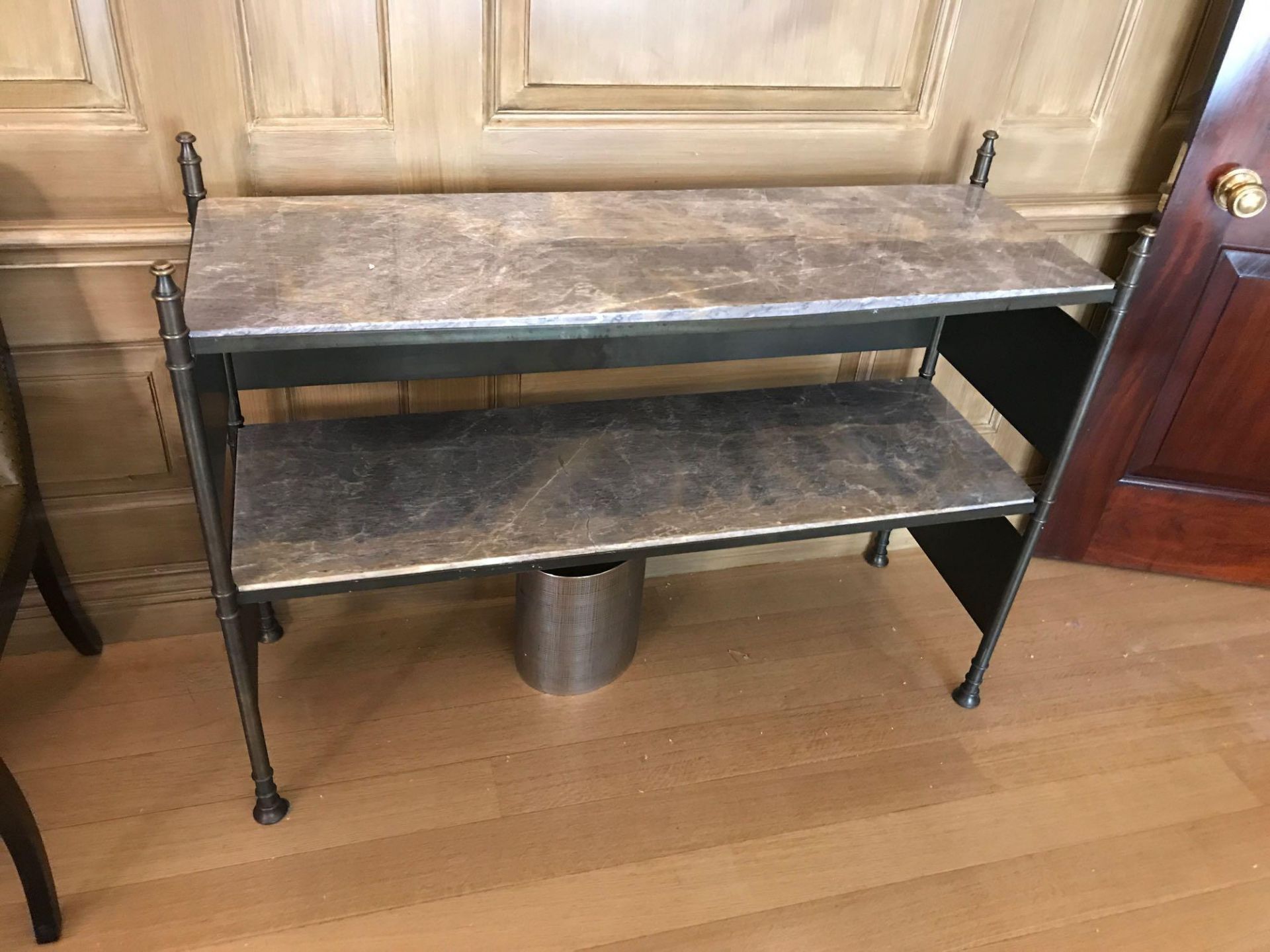 A Two-Tier Iron Bronze And Marble Console Table 123 x 39 x 78cm