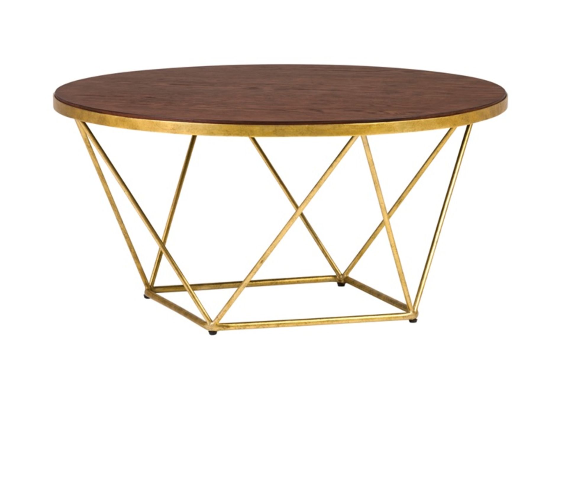 Chaplin Coffee Table- A Stylish Gilt Leafed Contemporary Base Sets Off The Walnut Finish Top To This