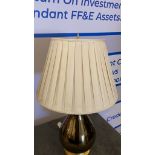 A near pair of Heathfield And Co Louisa Glazed bronze Ceramic Table Lamp With Textured Shade 74cm