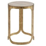 Luxor Side Table- With Its Solid Travertine Top And Gilt Leafed Metal Frame This Table Is Both