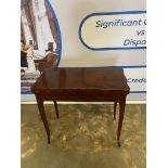Mahogany card table the scalloped top mounted on tapering legs 85 x 43 x 76cm