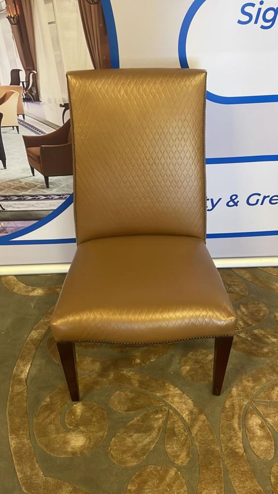 Leather High Back Chair With Stud Finish Detail Stained Wooden Legs 55 x 46 x 98cm - Image 3 of 3