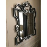 Accent Mirror Scrolled Decorated Frame Mirror In Silver Blue Frame 80 x 102cm