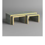 Holborn Long John- A Set Of 3 Tables Covered In Faux Shagreen Complimented By Brass Finish