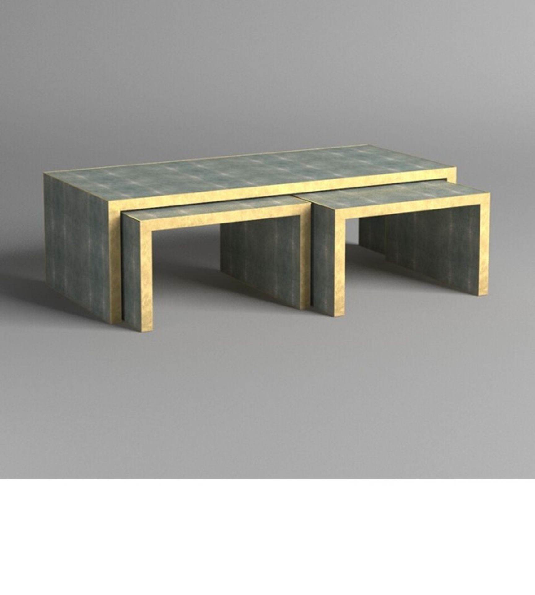 Holborn Long John- A Set Of 3 Tables Covered In Faux Shagreen Complimented By Brass Finish