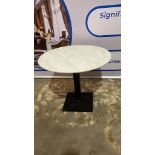 A Marble Top Circular Dining Table Mounted On A Tiered Black Cast Metal Pedestal 90 x 90 x 75cm