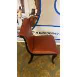 Scroll Back Leather Side Chair Legs And Frame In Solid Oak With A Stained Finish Upholstered In