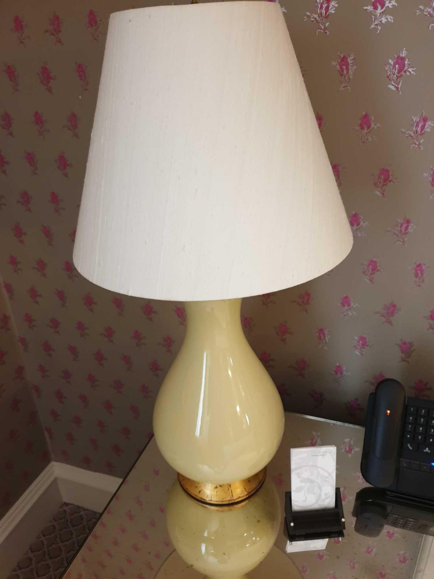 A pair of Heathfield And Co Louisa Glazed cream Ceramic Table Lamp With Textured Shade 77cm