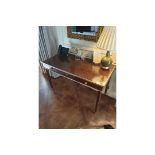 A Burr Mahogany Writing Desk Three Drawers 2 Drawer Handles With Brass Roses Brass Trim On Desk