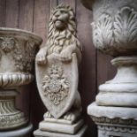 A Pair Of Armorial Lion Shield Statues Large Antique Effect Lion With Shield In Keeping With Their