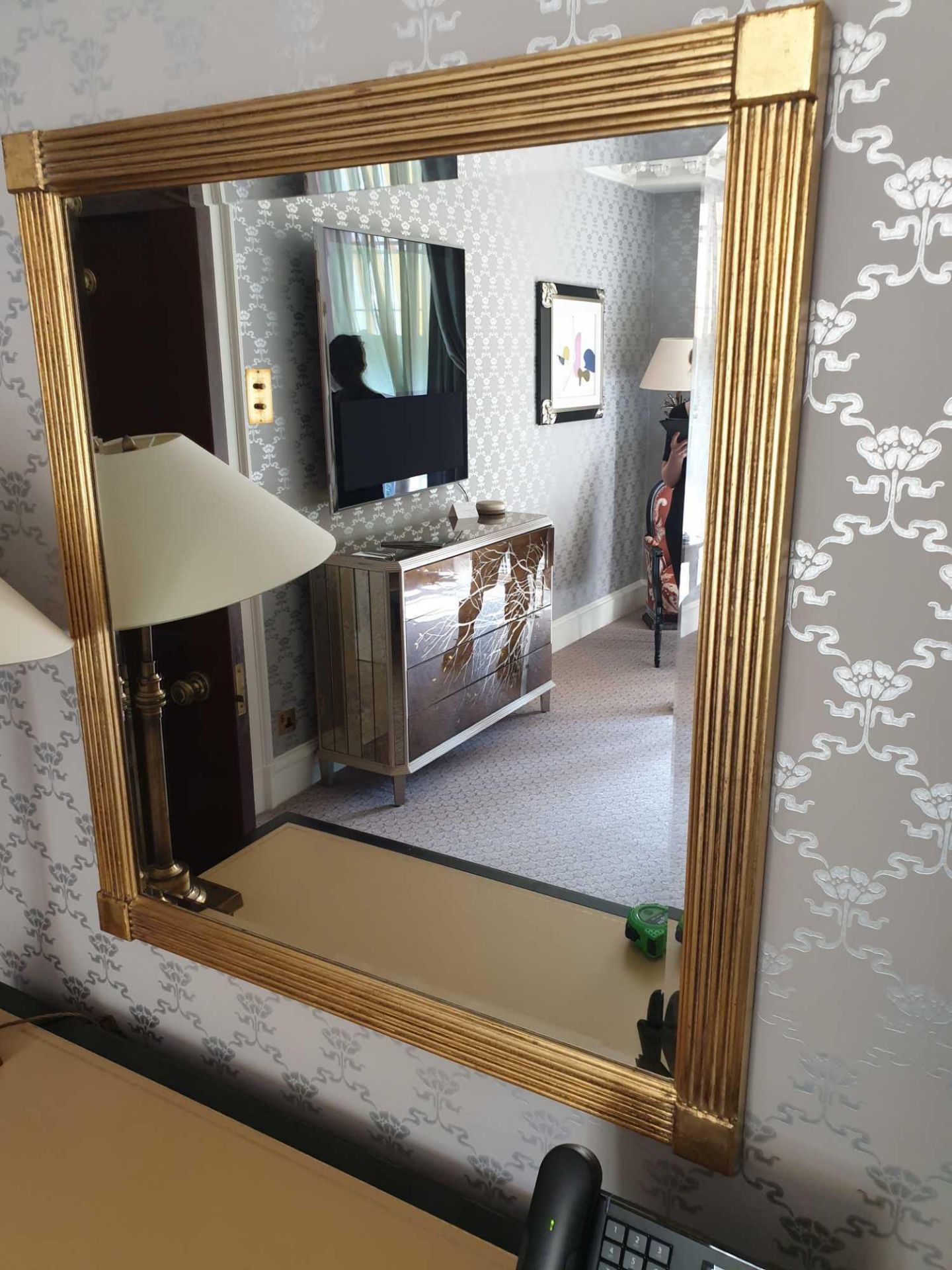 Rectangular Bevelled Empire Style Mirror With Painted Gold Frame 80 x 90cm