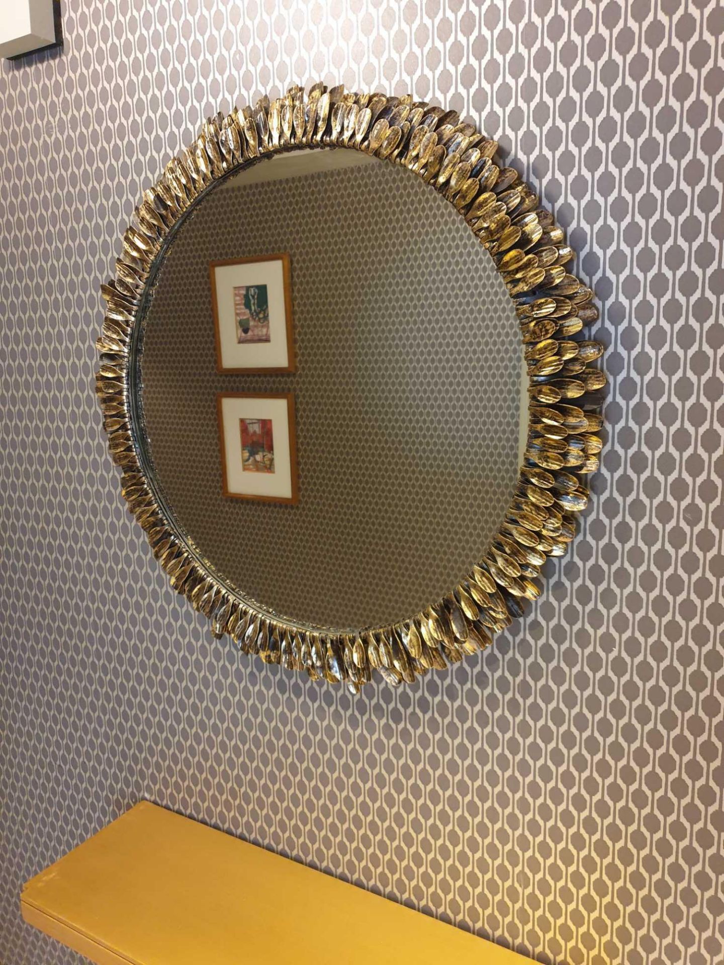 A Bronzed Accent Mirror Petal Design Frame 68cm