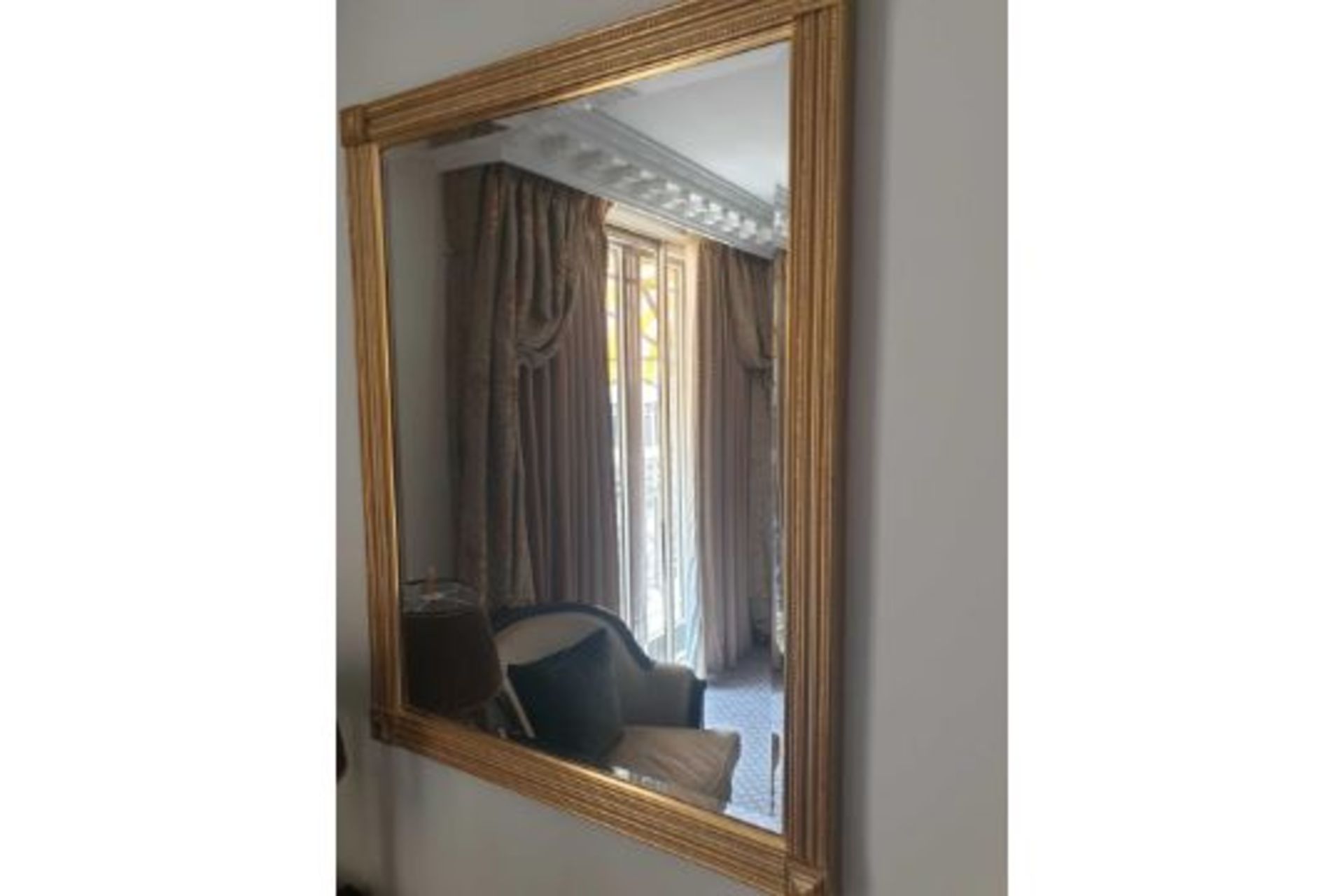 Rectangular Gilt Frame Mirror Bevelled Mirror 107 x 84cm