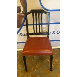 Georgian Style Side Chair Open Ribbon Carved Splat With red/brown Leather Upholstered Seat Pad 42