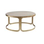 Luxor  Travertine Coffee Table- With Its Solid Travertine Top And Gilt Leafed Metal Frame This