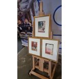 A Set Of 3 X Framed Abstract Artwork Signed C Speny 40 X 33cm (A27)