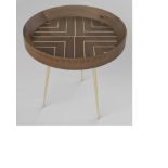 Bailey Side Table- Crafted From Solid Wood Featuring Solid Brass Inlay In A Geometric Design 47 x 47