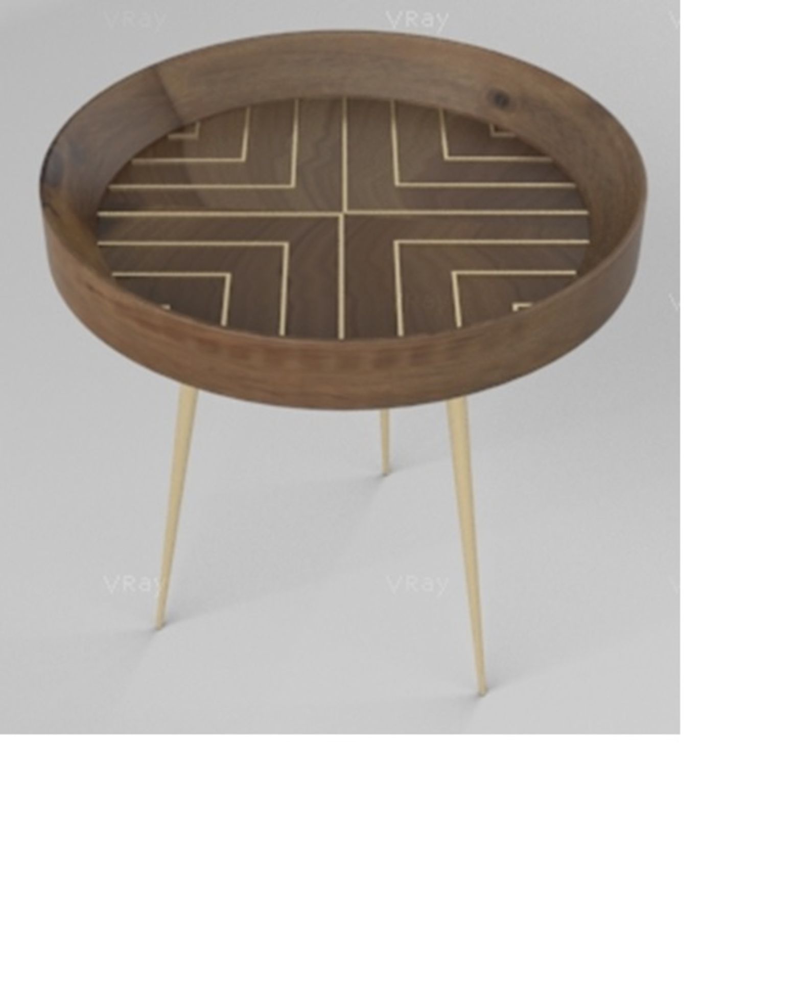 Bailey Side Table- Crafted From Solid Wood Featuring Solid Brass Inlay In A Geometric Design 47 x 47
