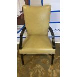 Cream Leather Dining Arm Chair with High Back 44 (P) x 60 (W) x 100 (H)