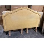 Headboard Handcrafted With Nail Trim And Padded yellow Woven UpholsteryÃ‚  192 (L) x 136 (H)