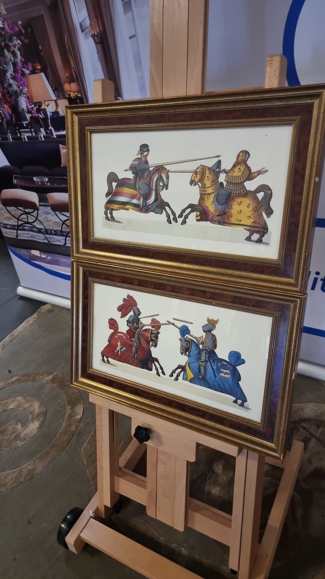A Set Of 2 X Framed Prints Of Jousting Knights 52 X 32cm (A20)