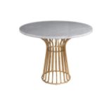 Luxor Dining Table- A Smart Cocktail Dining Table With Gilt Leafed Base And Thick Real Marble Veneer