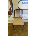 Georgian Style Side Chair Open Ribbon Carved Splat cream Upholstered Seat Pad 42 x 46 x 91cm
