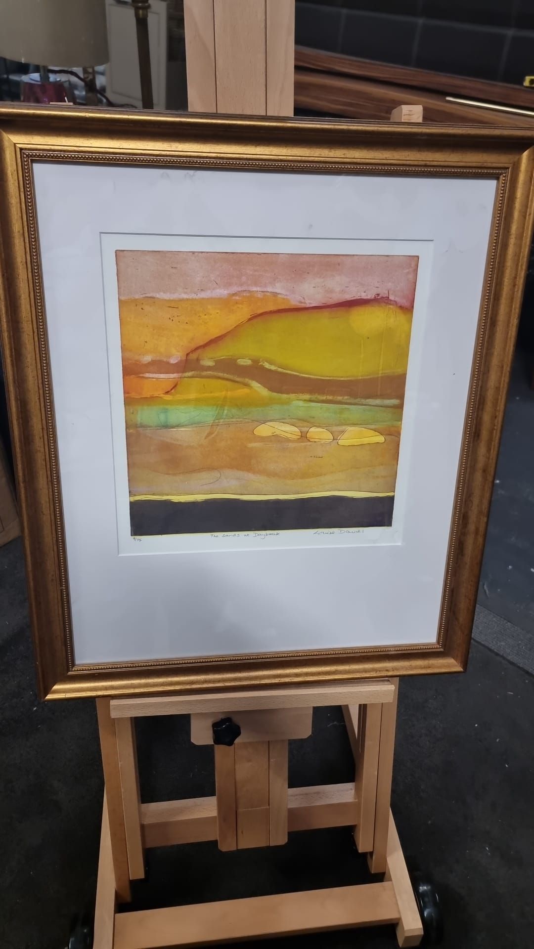 Framed Artwork The Sands At Day Break Limited Edition 9 Of 75 By Louise Davies (British) Signed 59 X