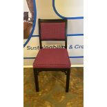 A pair of upholstered Side chairs with a padded back rest and seat pad in pink patterned
