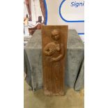 Wooden Hand Carved Wall Art Depicting A Woman 30 x 100cm
