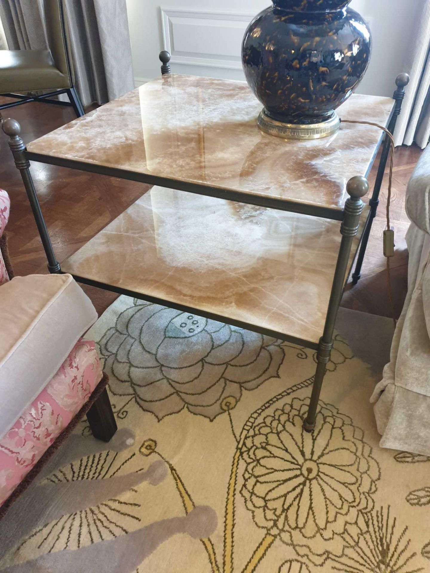 A Marble And Bronze Two Tier Side Table On Cast Frame 66 x 70 x 65cm - Bild 2 aus 2