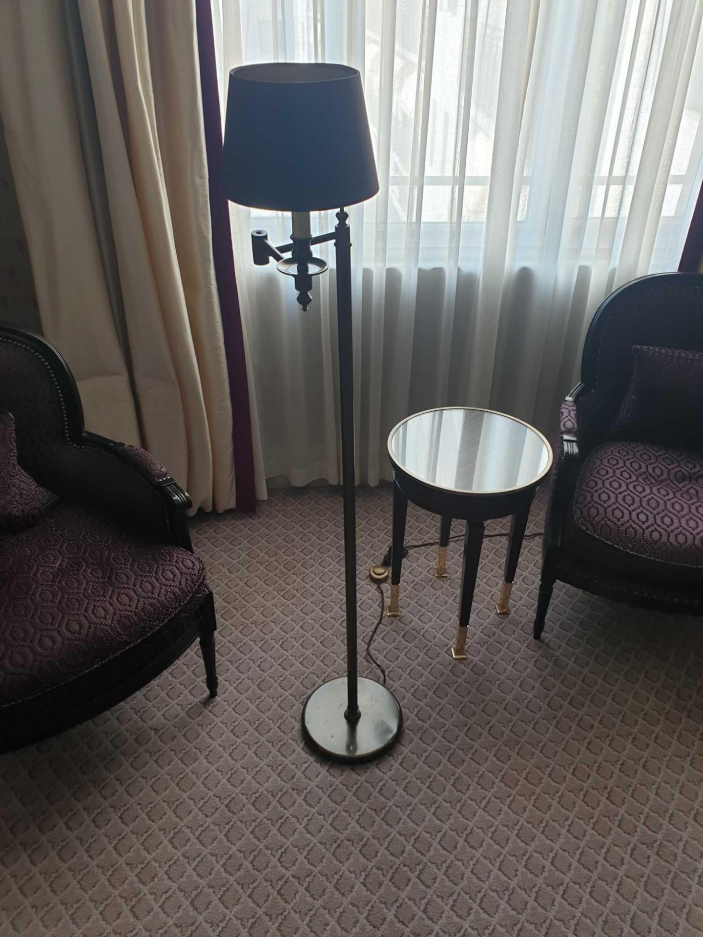 Library Floor Lamp Finished In English Bronze Swing Arm Function With Shade 156cm