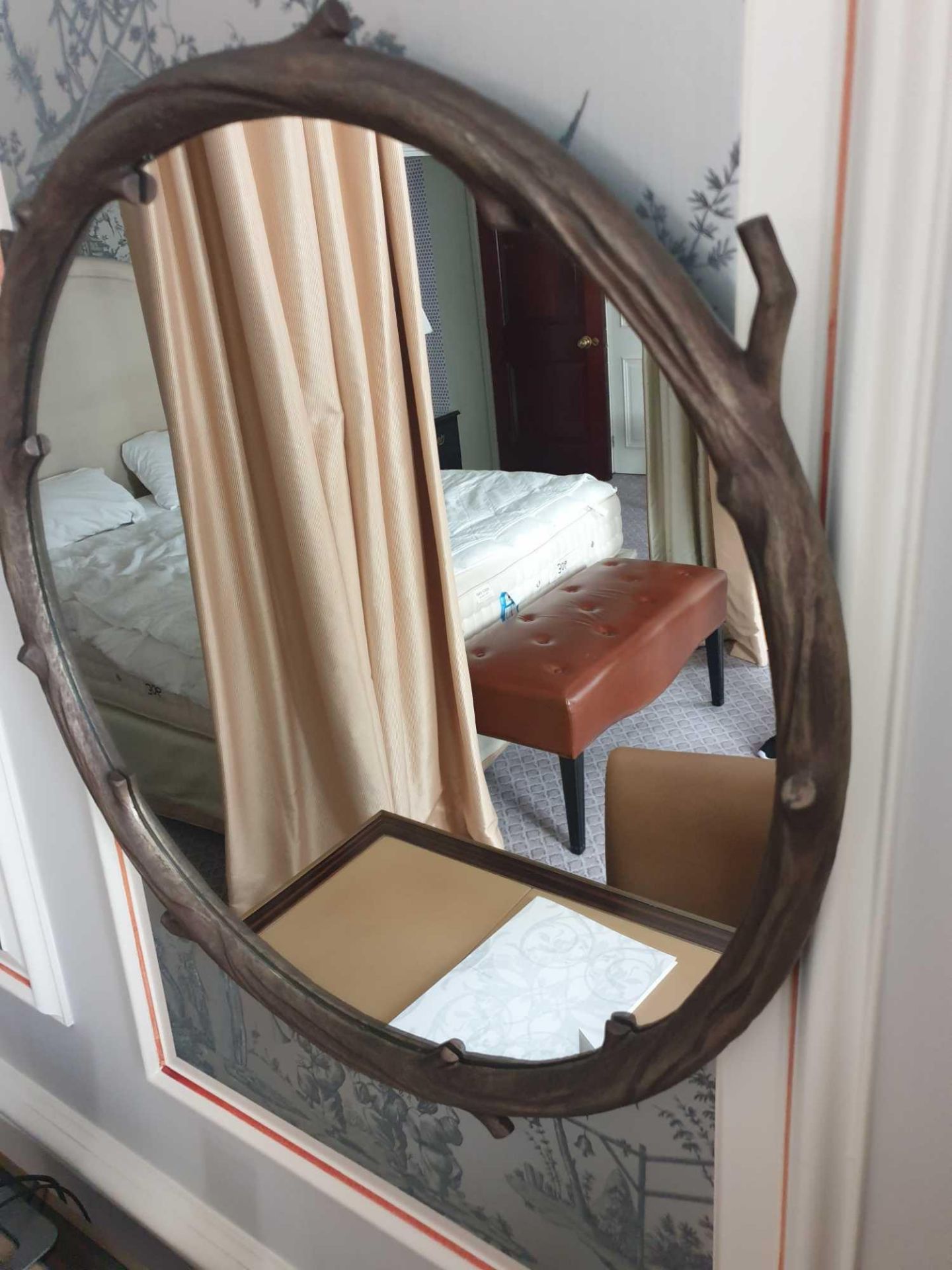 Forgeability Bespoke Metalwork Twig Circular Wall Mirror Brass Surround 60cm Diameter