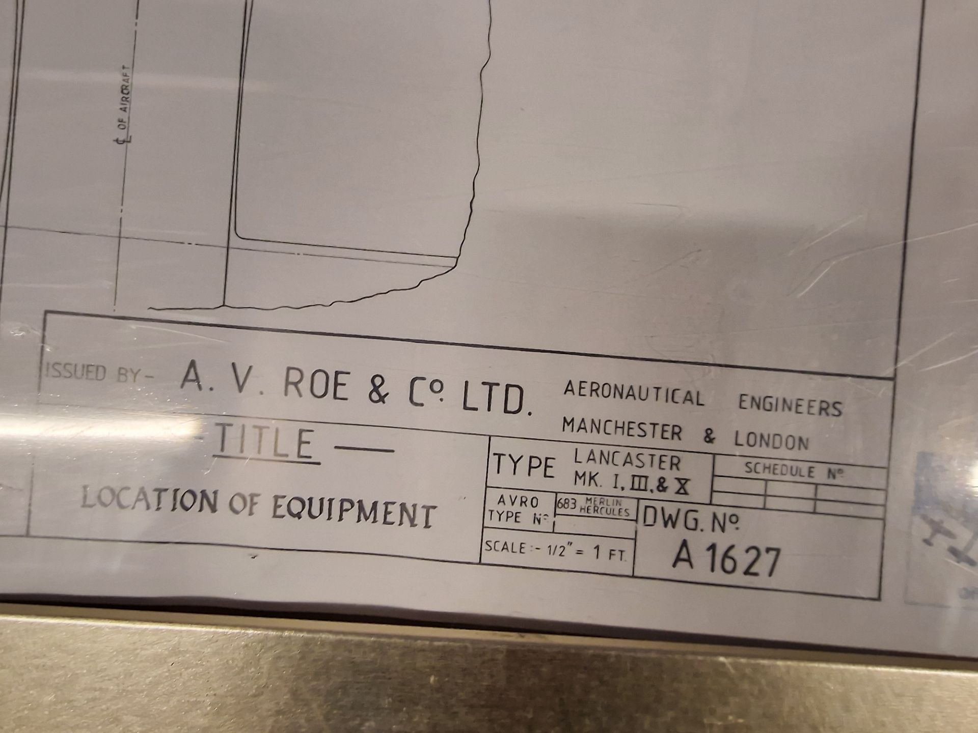 Framed Wall Art Drawing By A.V. Roe And Co Ltd Title Location Of Equipment Type Lancaster Mk I-II -V - Image 4 of 7