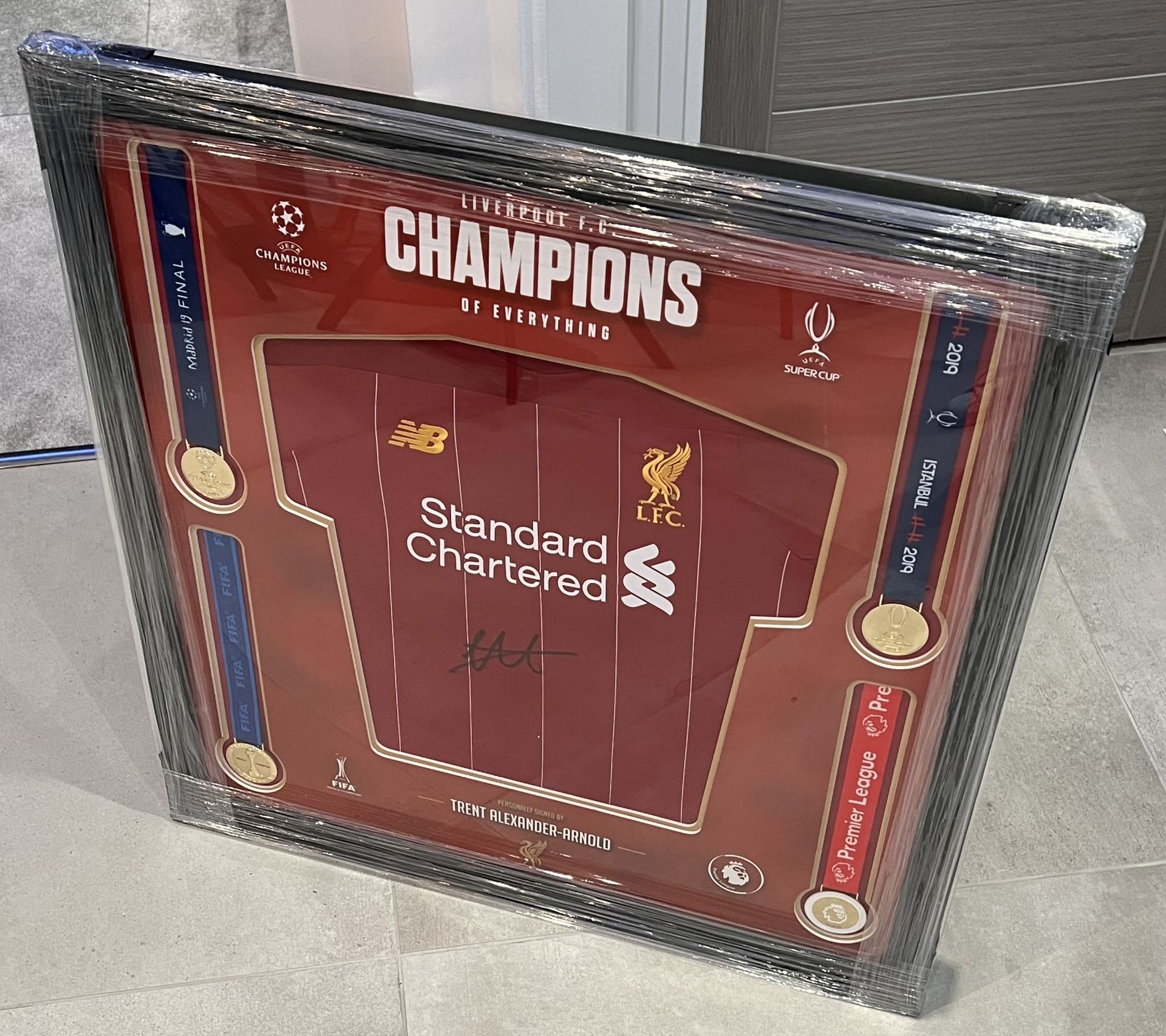 Trent Alexander-Arnold hand Signed Liverpool Champions framed football shirt with inset winners