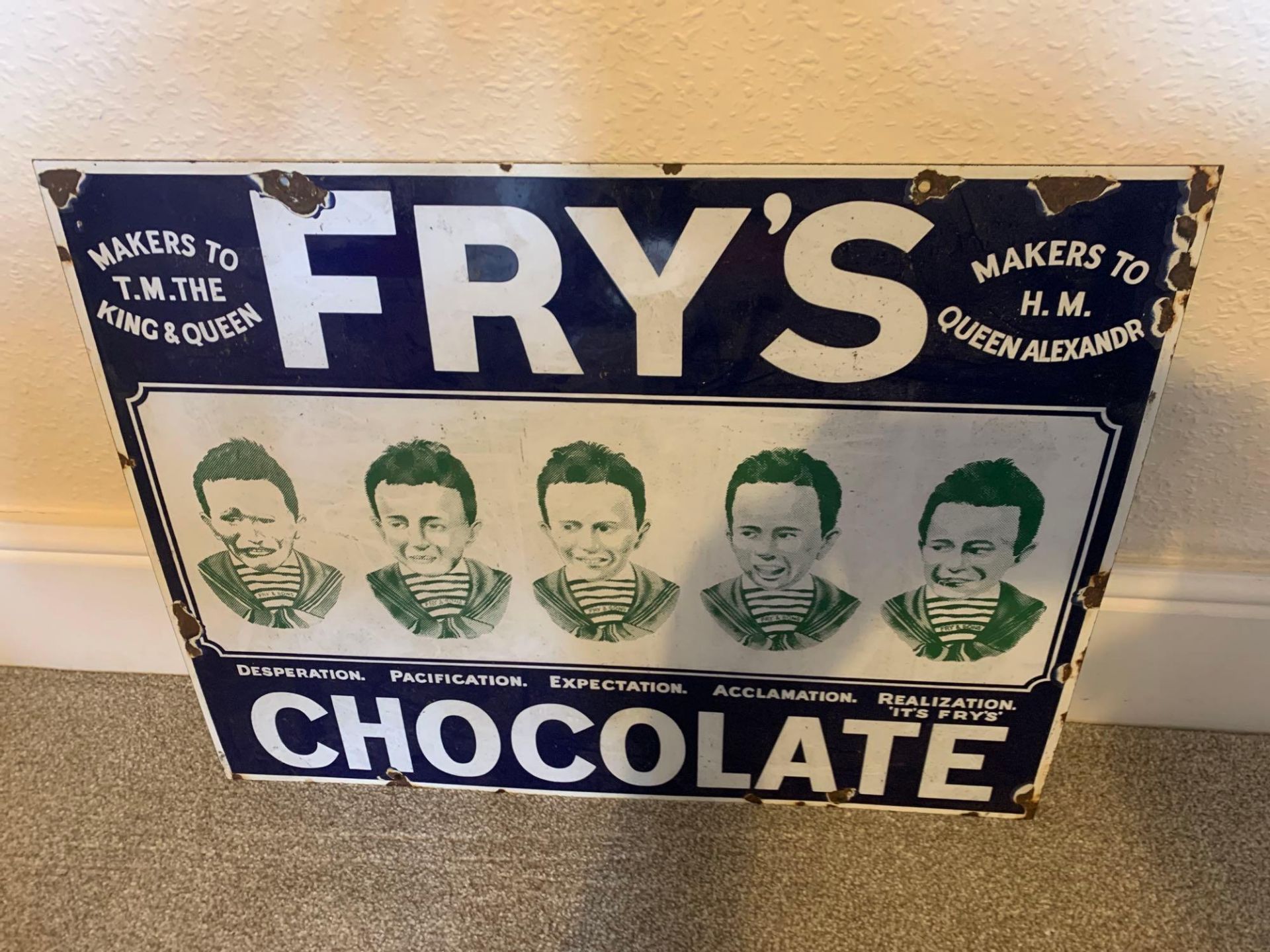 Cadbury Superb Fryâ€™s ChocolateÂ Enamel Sign Large Version, By Chromo Of Wolverhampton, Single- - Image 3 of 7