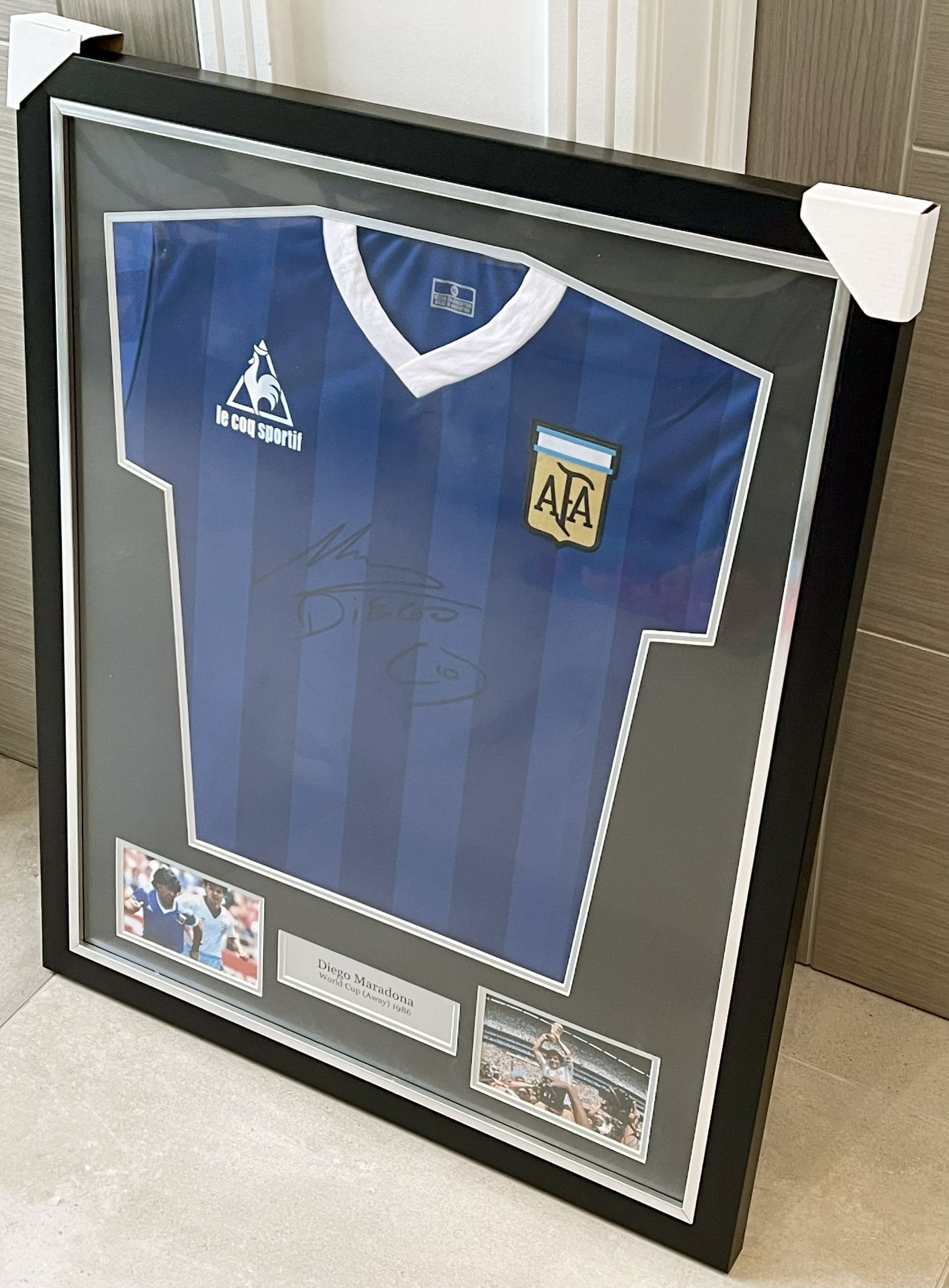 Hand signed Argentina World Cup 1986 away blue football shirt by Diego Maradona presented within a - Image 2 of 18