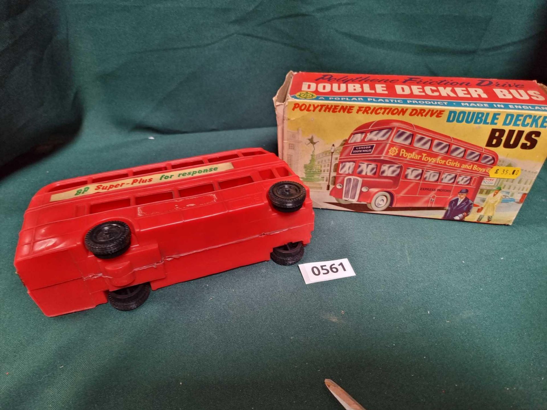 Poplar Plastics Polythene Friction Drive Double Decker Bus In Box Made In England With Original Box - Image 3 of 4