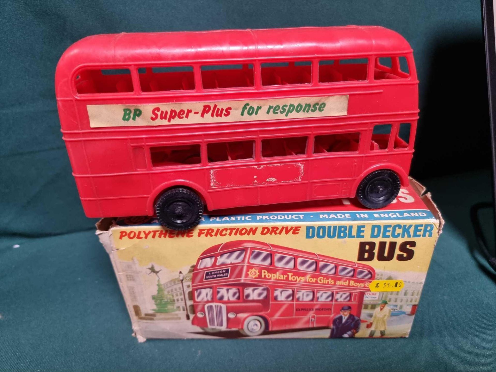 Poplar Plastics Polythene Friction Drive Double Decker Bus In Box Made In England With Original Box - Image 2 of 4