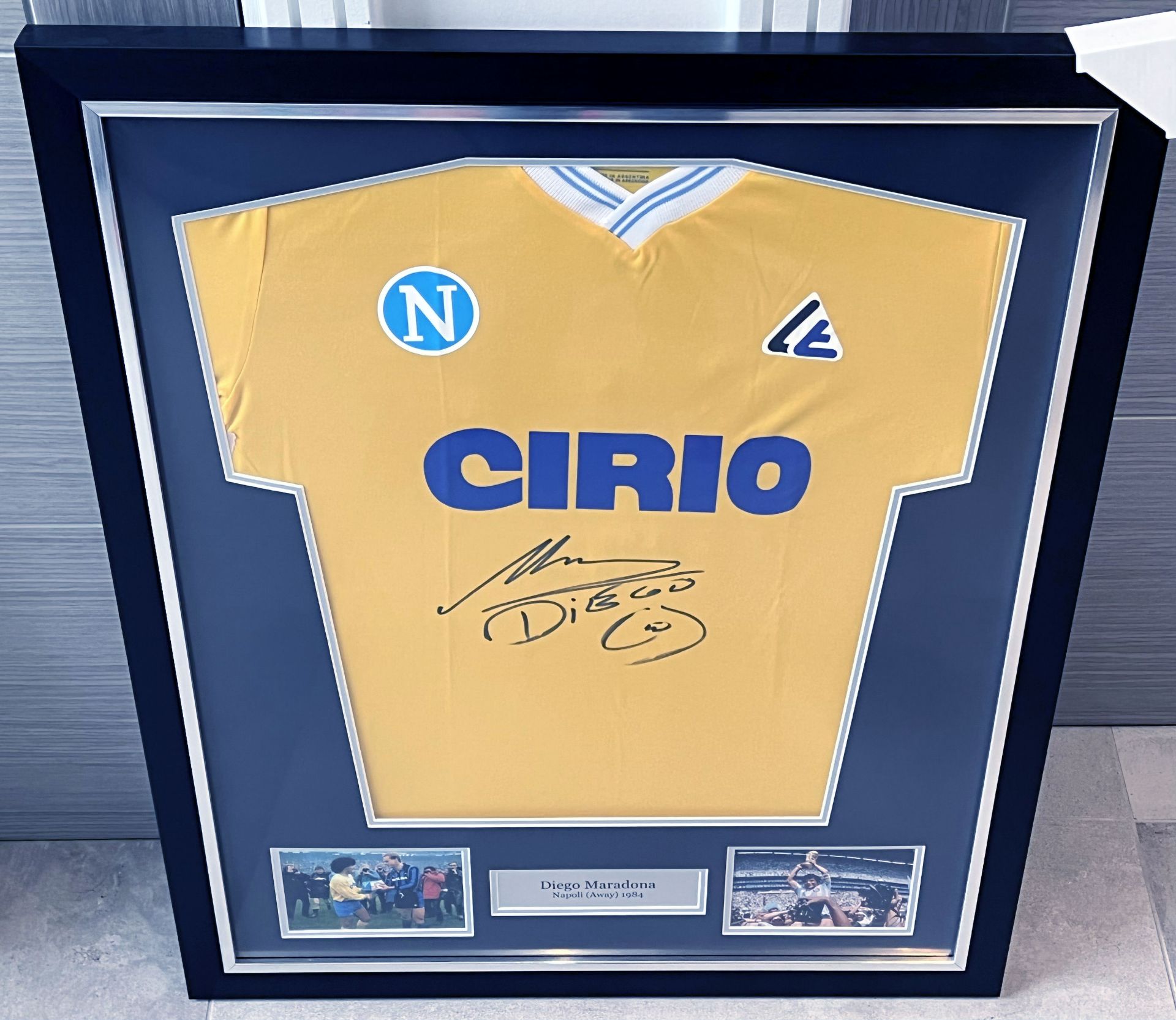 Hand signed Napoli 1984 yellow football shirt by Diego Maradona presented within a stunning black - Image 16 of 21
