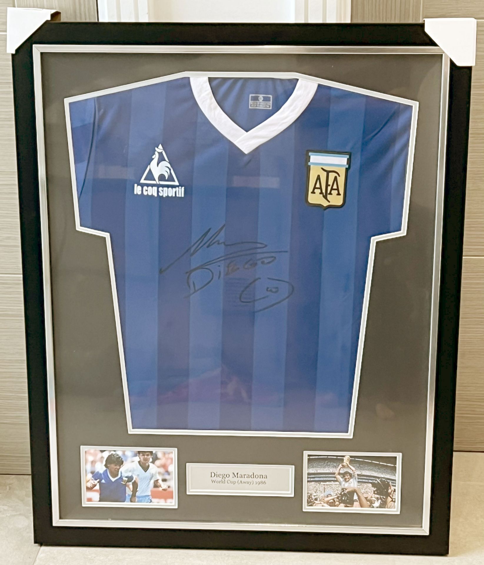 Hand signed Argentina World Cup 1986 away blue football shirt by Diego Maradona presented within a - Image 7 of 18