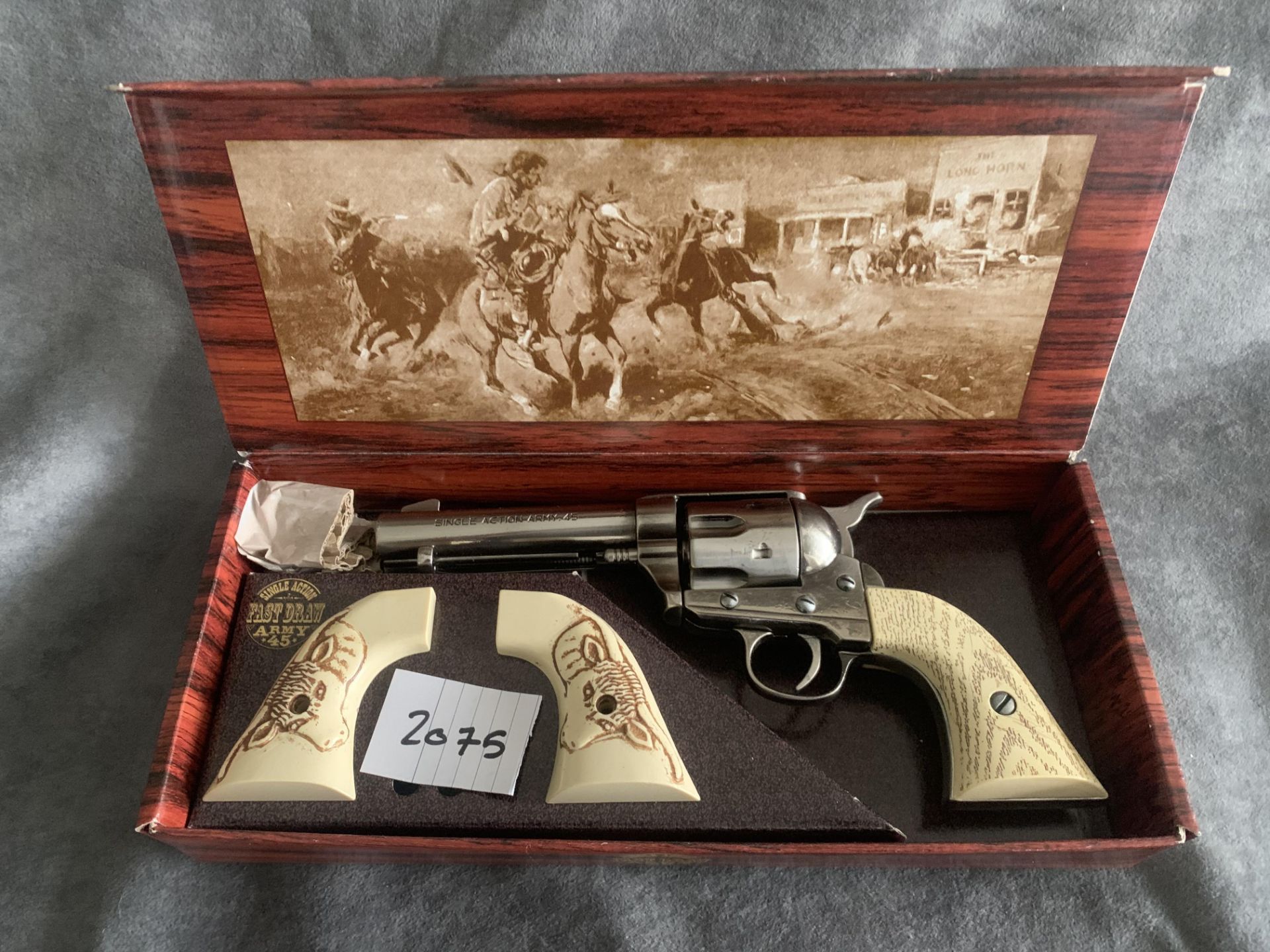 Western Frontier Replica In Steel Finish & Imitation Ivory Grips The Western Frontier Comes Complete