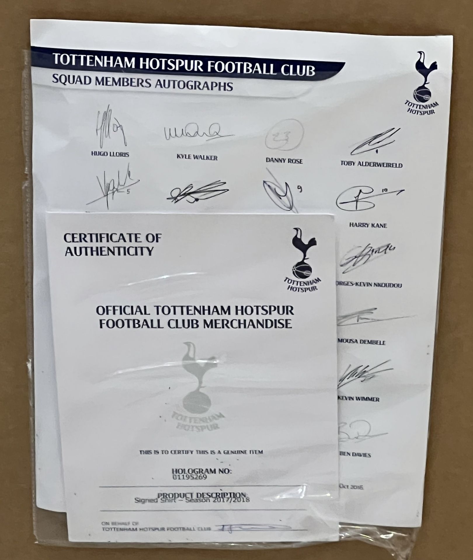 Authentic Tottenham Hotspur hand signed shirt display from the season 2017-18. The 17 signatories - Image 9 of 12