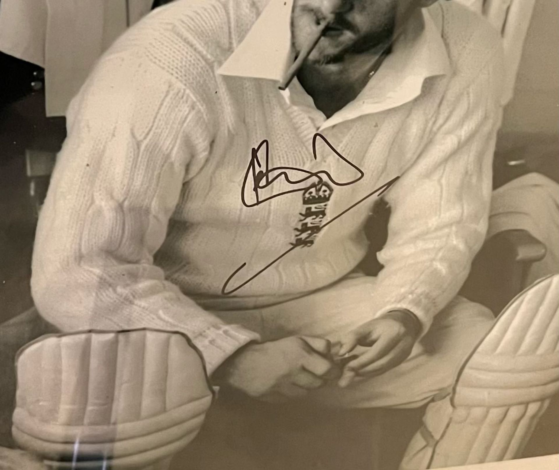 Authentic Sir Ian Botham Signed Photo: Dressing Room Cigar Break - This famous photo shows Sir Ian - Image 2 of 5