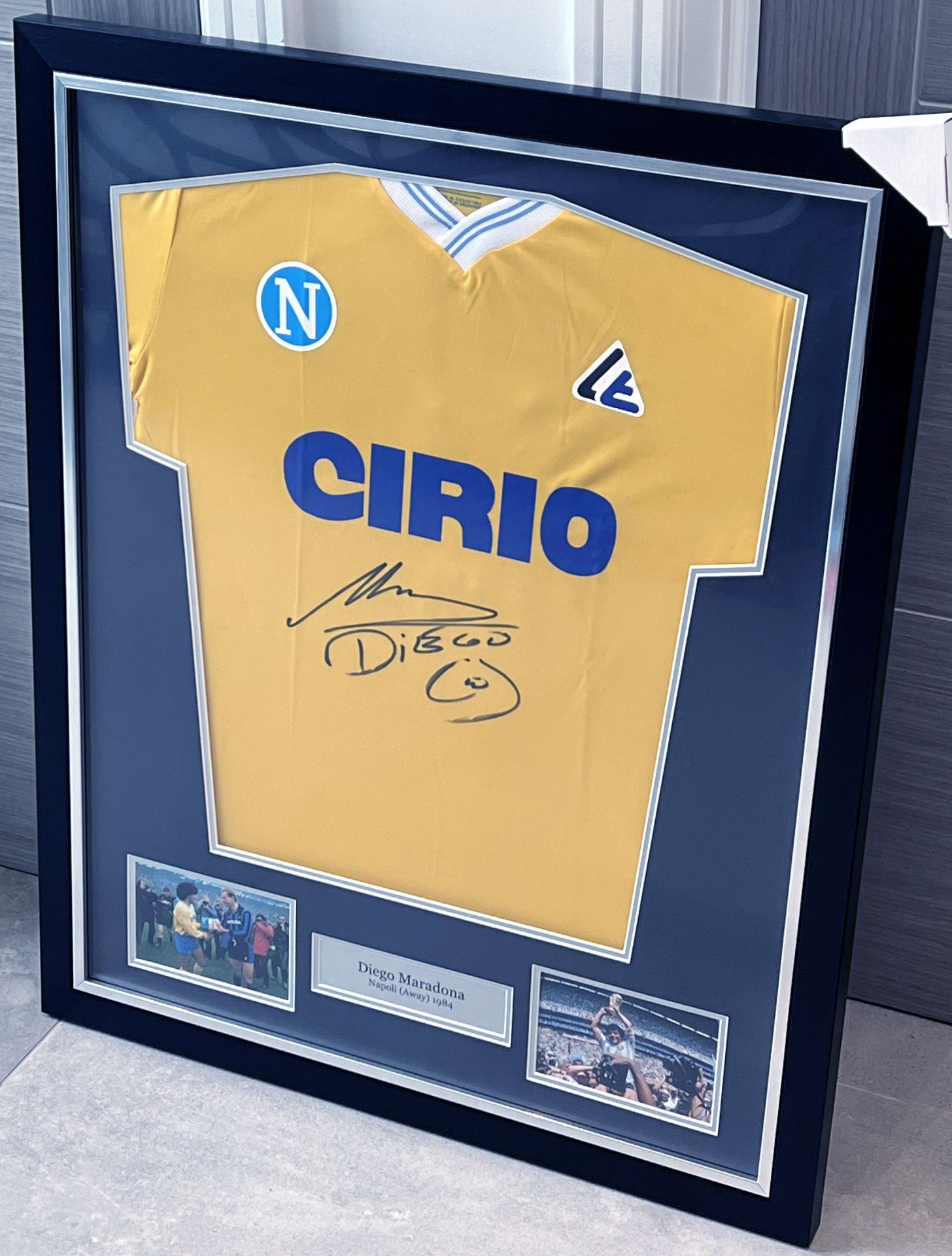 Hand signed Napoli 1984 yellow football shirt by Diego Maradona presented within a stunning black - Bild 14 aus 21